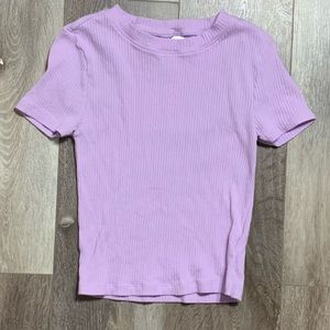 Divided Purple Crop Top Ribbed